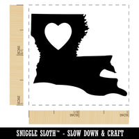 Louisiana State with Heart Self-Inking Rubber Stamp Ink Stamper