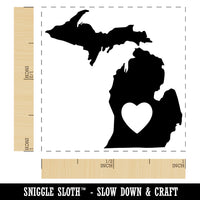 Michigan State with Heart Self-Inking Rubber Stamp Ink Stamper