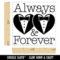 Mr and Mr Always and Forever Wedding Tuxedo Hearts Self-Inking Rubber Stamp Ink Stamper