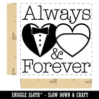 Mr and Mrs Always and Forever Wedding Tuxedo Gown Hearts Self-Inking Rubber Stamp Ink Stamper