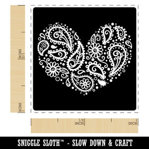 Paisley Heart On Square Self-Inking Rubber Stamp Ink Stamper