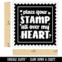 Place Your Stamp All Over My Heart Love Valentine's Day Self-Inking Rubber Stamp Ink Stamper