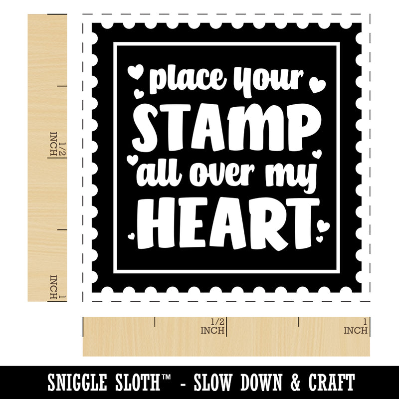 Place Your Stamp All Over My Heart Love Valentine's Day Self-Inking Rubber Stamp Ink Stamper