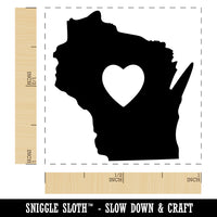 Wisconsin State with Heart Self-Inking Rubber Stamp Ink Stamper