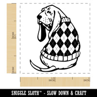 Basset Hound Dog in Argyle Sweater Self-Inking Rubber Stamp Ink Stamper