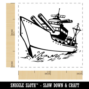 Cartoon Navy Battleship Self-Inking Rubber Stamp Ink Stamper