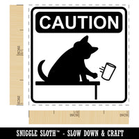 Caution Cat Knocks Things Over Self-Inking Rubber Stamp Ink Stamper