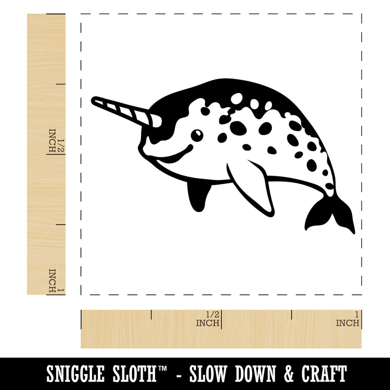 Cheerful Narwhal the Horned Whale Self-Inking Rubber Stamp Ink Stamper