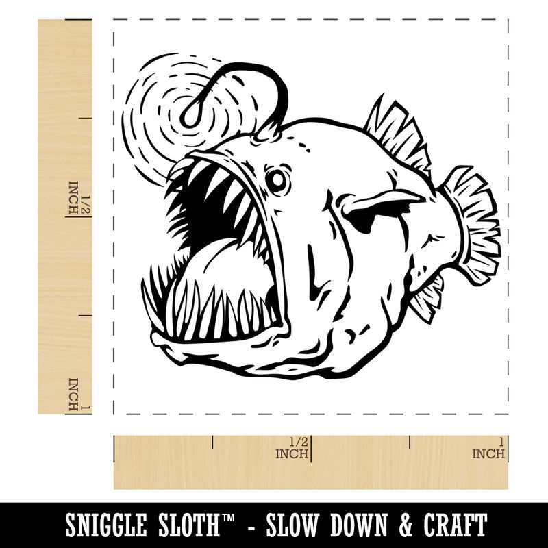 Creepy Scary Angler Fish Self-Inking Rubber Stamp Ink Stamper