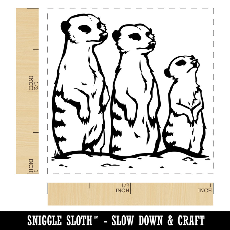 Curious Meerkat Family Self-Inking Rubber Stamp Ink Stamper