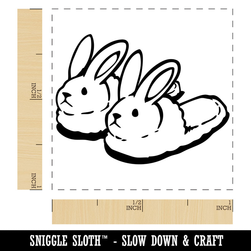 Cute and Fluffy Bunny Slippers Self-Inking Rubber Stamp Ink Stamper