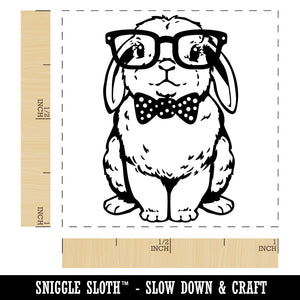 Cute Bunny Rabbit with Glasses and Bow Tie Self-Inking Rubber Stamp Ink Stamper