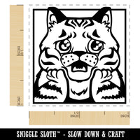 Distressed Striped Cat Looks Worried Self-Inking Rubber Stamp Ink Stamper