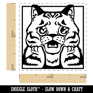 Distressed Striped Cat Looks Worried Self-Inking Rubber Stamp Ink Stamper