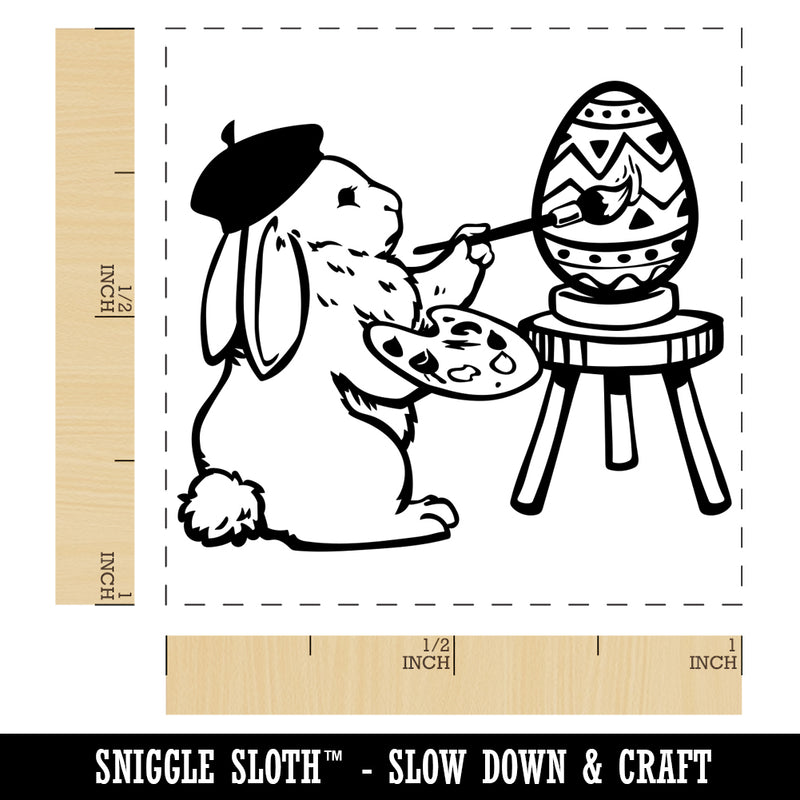 Easter Bunny Artist Painting Eggs Self-Inking Rubber Stamp Ink Stamper