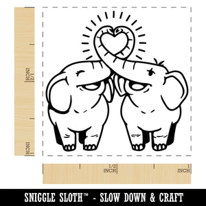 Elephant Couple Heart Trunks Love Anniversary Valentine's Day Self-Inking Rubber Stamp Ink Stamper