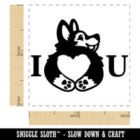 I Love You Heart Shaped Corgi Butt Anniversary Valentine's Day Self-Inking Rubber Stamp Ink Stamper
