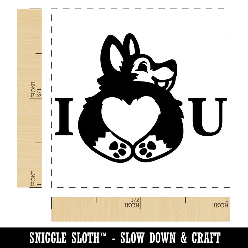 I Love You Heart Shaped Corgi Butt Anniversary Valentine's Day Self-Inking Rubber Stamp Ink Stamper