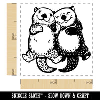 Otter Couple Holding Hands Love Anniversary Valentine's Day Self-Inking Rubber Stamp Ink Stamper