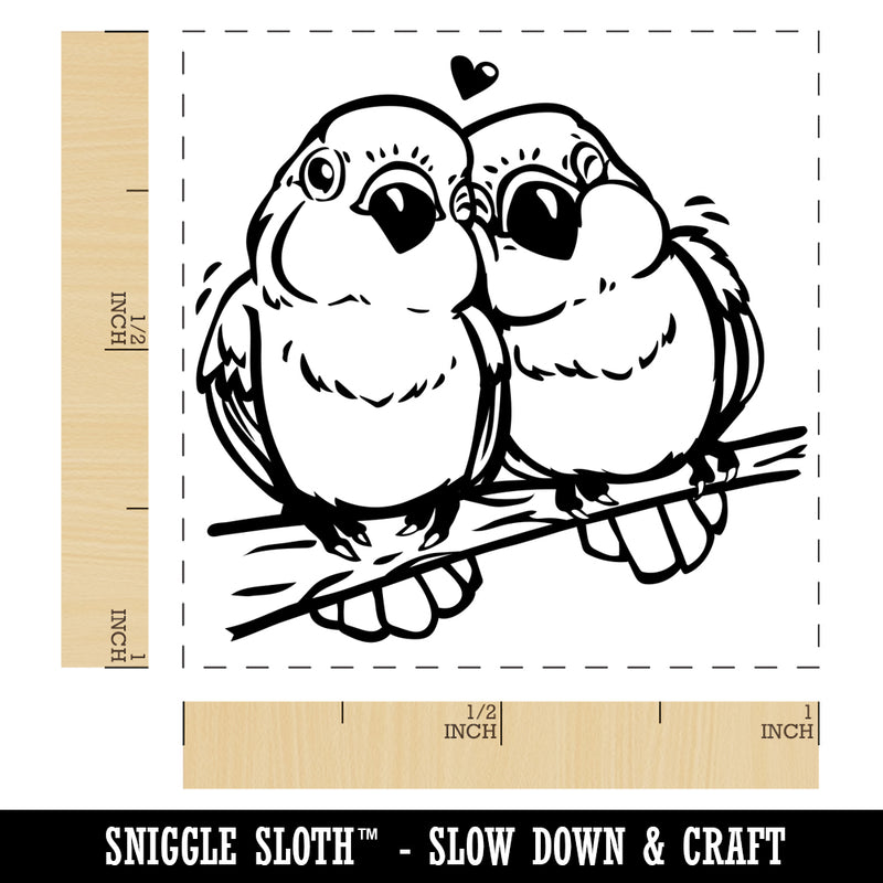 Pair of Lovebirds Parrots Anniversary Valentine's Day Self-Inking Rubber Stamp Ink Stamper