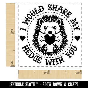 Romantic Hedgehog I Would Share My Hedge With You Love Valentine's Day Self-Inking Rubber Stamp Ink Stamper