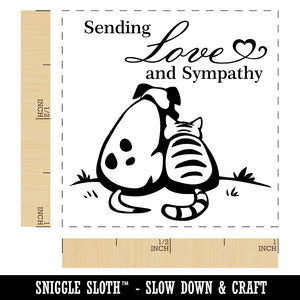 Sending Love and Sympathy Cat and Dog Self-Inking Rubber Stamp Ink Stamper