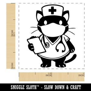 Serious Nurse Doctor Cat with Stethoscope Self-Inking Rubber Stamp Ink Stamper