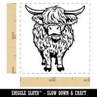 Shaggy Highland Cow Eating Grass Self-Inking Rubber Stamp Ink Stamper