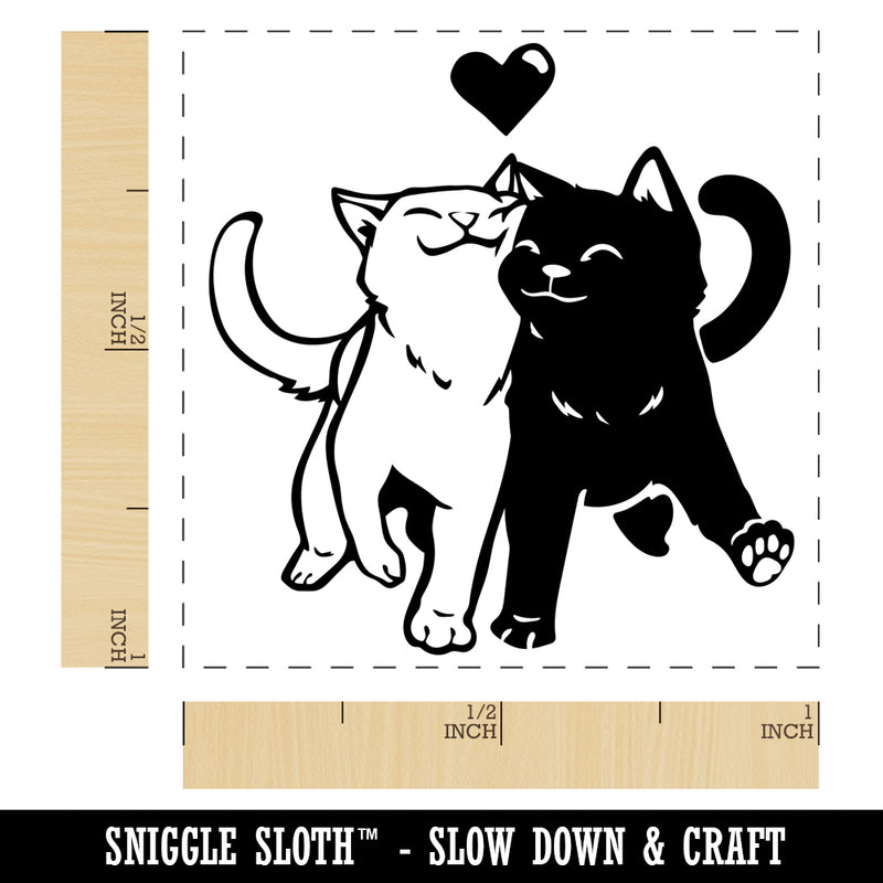 Snuggling Cat Couple Love Anniversary Valentine's Day Self-Inking Rubber Stamp Ink Stamper