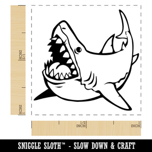 Toothy Great White Shark Self-Inking Rubber Stamp Ink Stamper