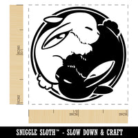Yin Yang Sleeping Bunny Rabbits Self-Inking Rubber Stamp Ink Stamper