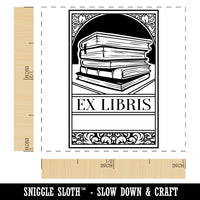 Ex Libris Bookplate Stack of Books Reading Self-Inking Rubber Stamp Ink Stamper