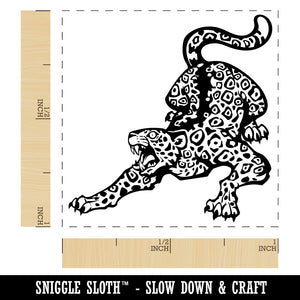 Fierce Crouching Jaguar Jungle Cat Self-Inking Rubber Stamp Ink Stamper