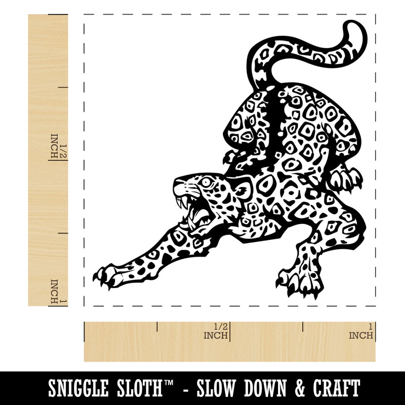 Fierce Crouching Jaguar Jungle Cat Self-Inking Rubber Stamp Ink Stamper