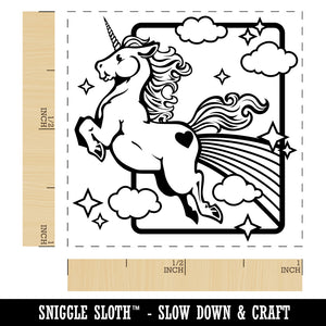 Magical Unicorn Pooping Rainbow and Stars Self-Inking Rubber Stamp Ink Stamper