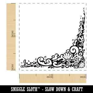 Nautical Ocean Sea Wave Border with Shells and Stars Self-Inking Rubber Stamp Ink Stamper