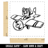 Puppy Pilot Dog in Airplane Self-Inking Rubber Stamp Ink Stamper