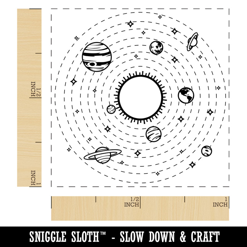 Solar System with Sun and Planets and Stars in Orbit Self-Inking Rubber Stamp Ink Stamper