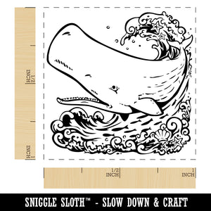 Sperm Whale on Ocean Waves Self-Inking Rubber Stamp Ink Stamper