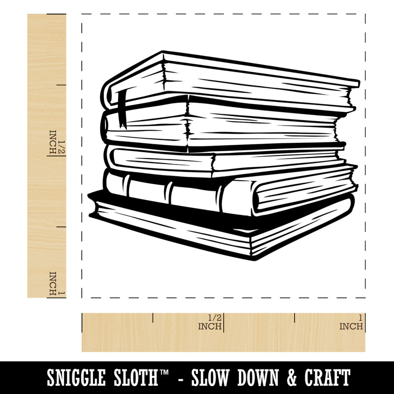 Stack Pile of Books Reading Self-Inking Rubber Stamp Ink Stamper