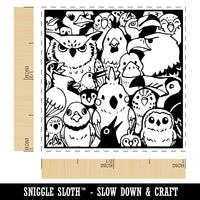 Too Many Birds in a Box Self-Inking Rubber Stamp Ink Stamper
