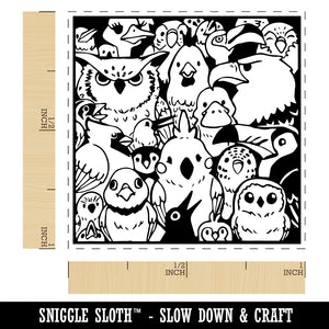 Too Many Birds in a Box Self-Inking Rubber Stamp Ink Stamper
