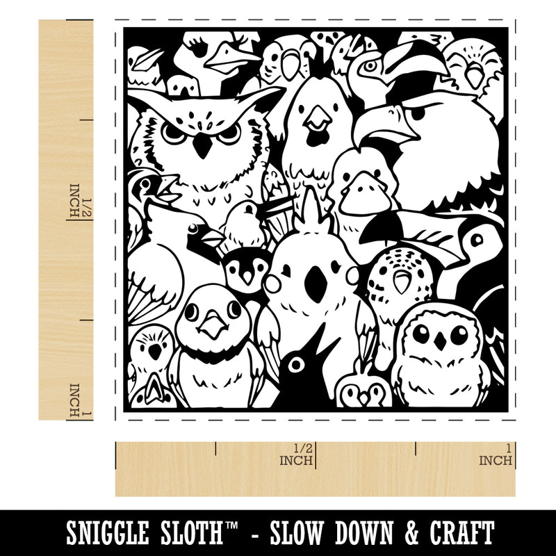 Too Many Birds in a Box Self-Inking Rubber Stamp Ink Stamper
