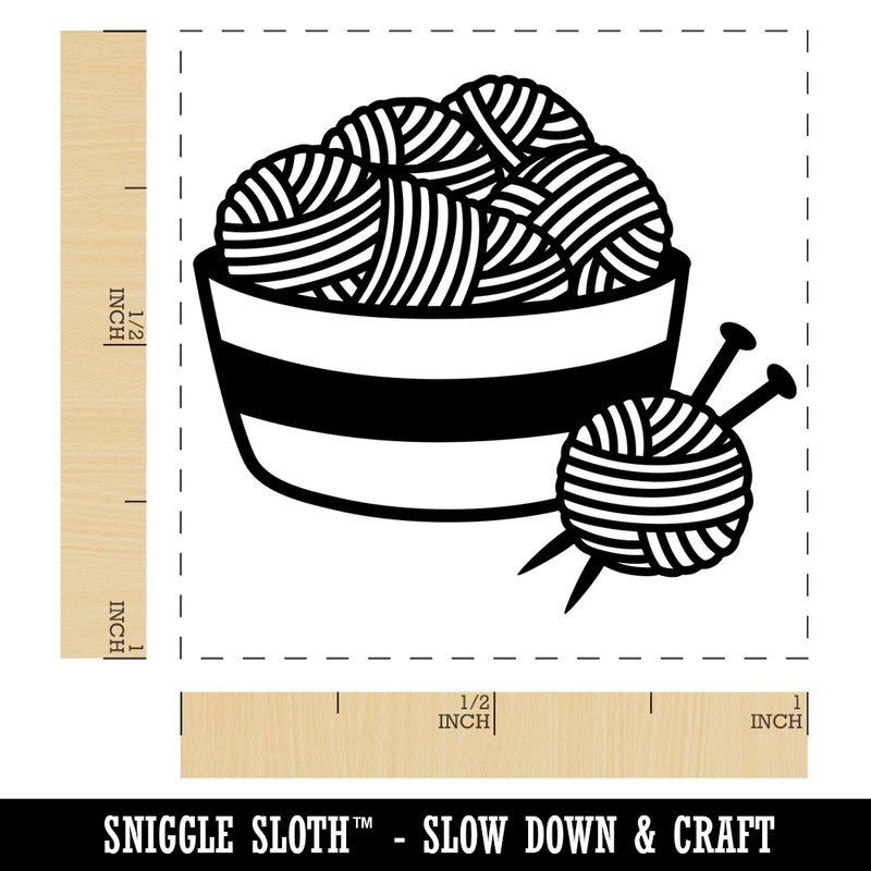 Basket of Yarn Knitting Self-Inking Rubber Stamp Ink Stamper