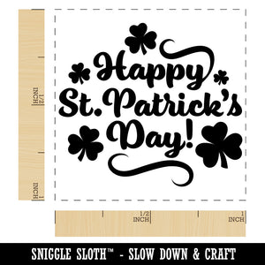 Happy Saint Patrick's Day with Shamrocks Self-Inking Rubber Stamp Ink Stamper