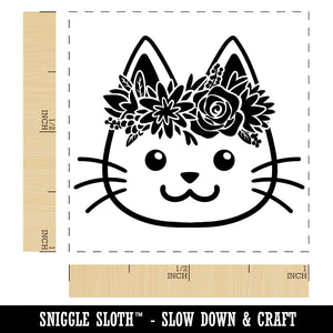 Cat Wearing a Flower Crown Self-Inking Rubber Stamp Ink Stamper