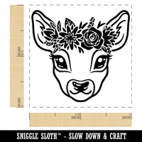 Deer Doe Wearing a Flower Crown Self-Inking Rubber Stamp Ink Stamper