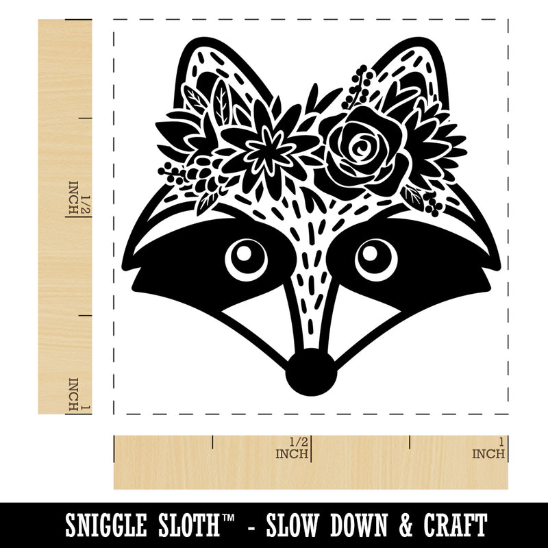 Raccoon Wearing a Flower Crown Self-Inking Rubber Stamp Ink Stamper