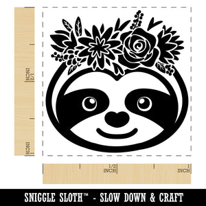 Sloth Wearing a Flower Crown Self-Inking Rubber Stamp Ink Stamper