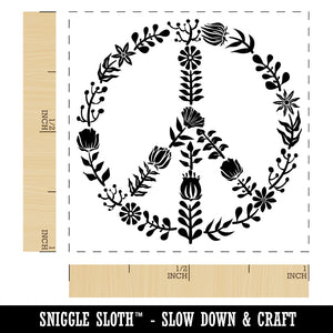 Botanical Flower Peace Sign Self-Inking Rubber Stamp Ink Stamper